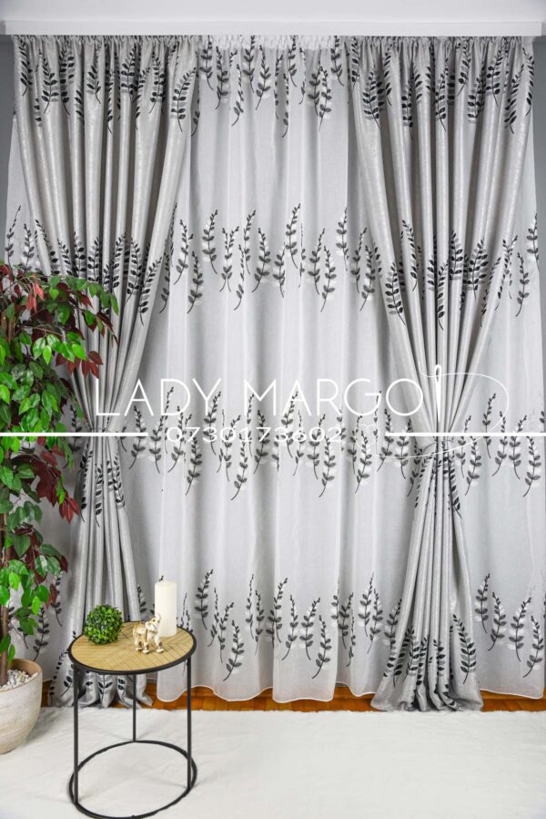 set perdea si draperie dormitor living frunze