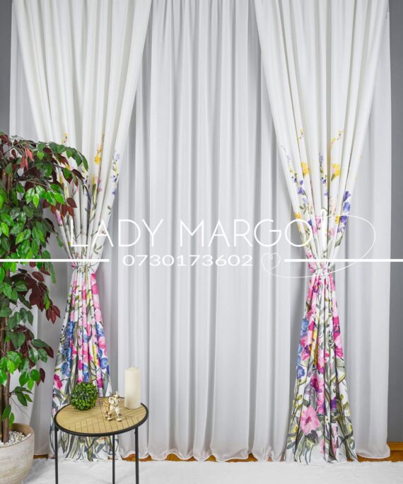 draperie blackout cu flori de camp