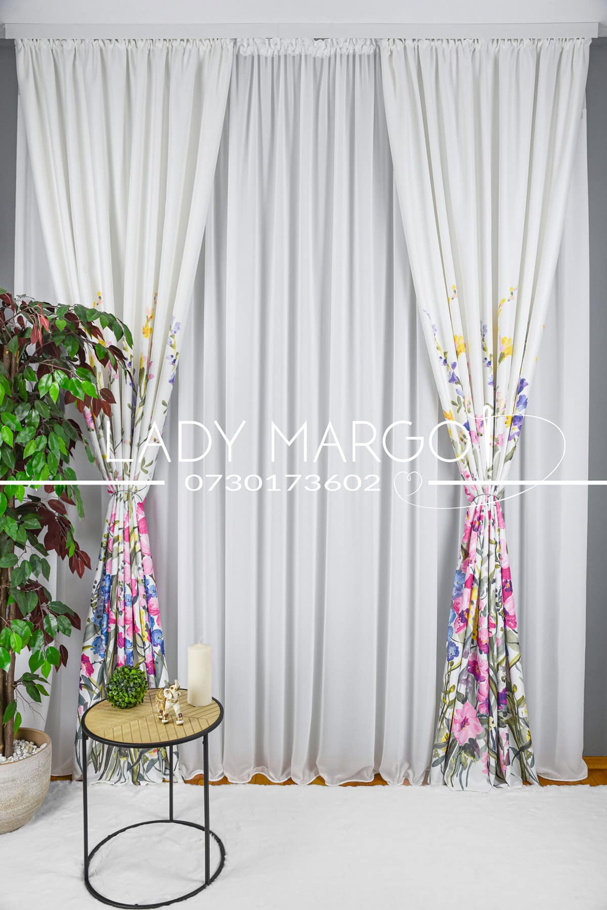 draperie blackout cu flori de camp