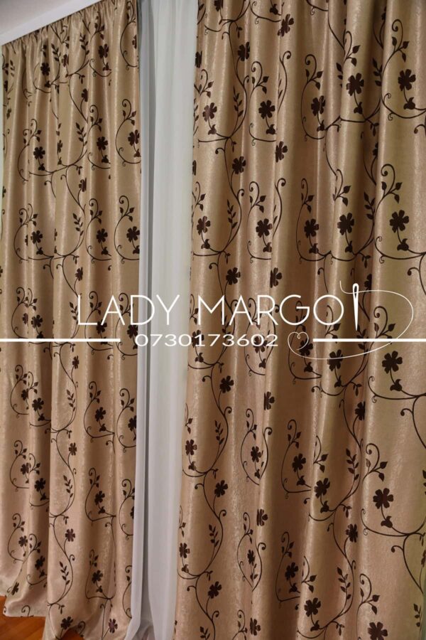 Draperie blackout cu floricele maro - imagine 3