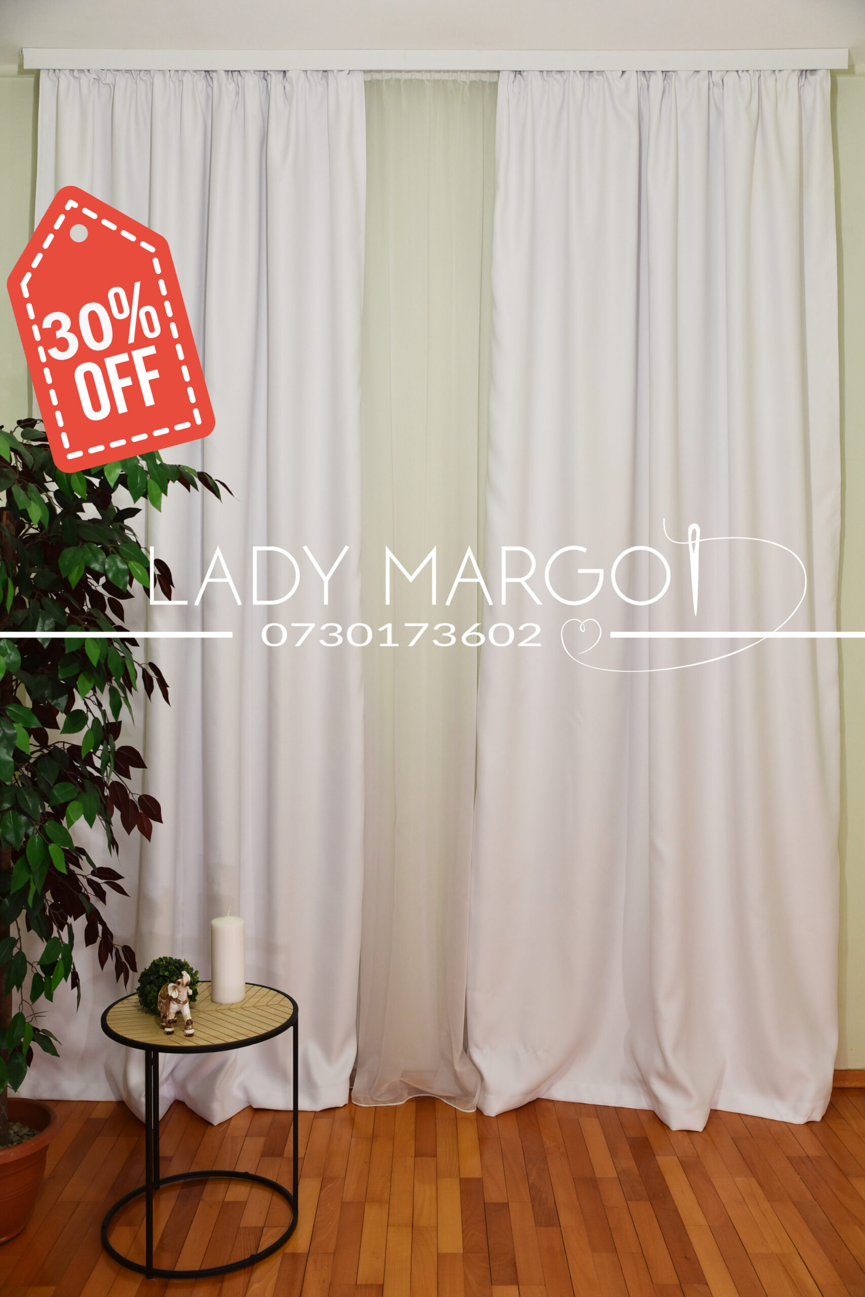 PROMO – Set doua draperii black-out alb 2x100x260 cm